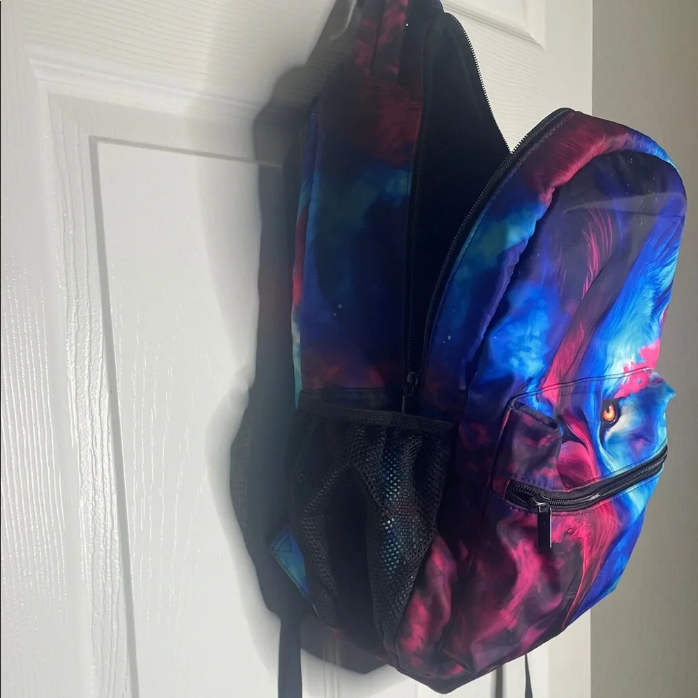 Vibrant Wolf Print Backpack
